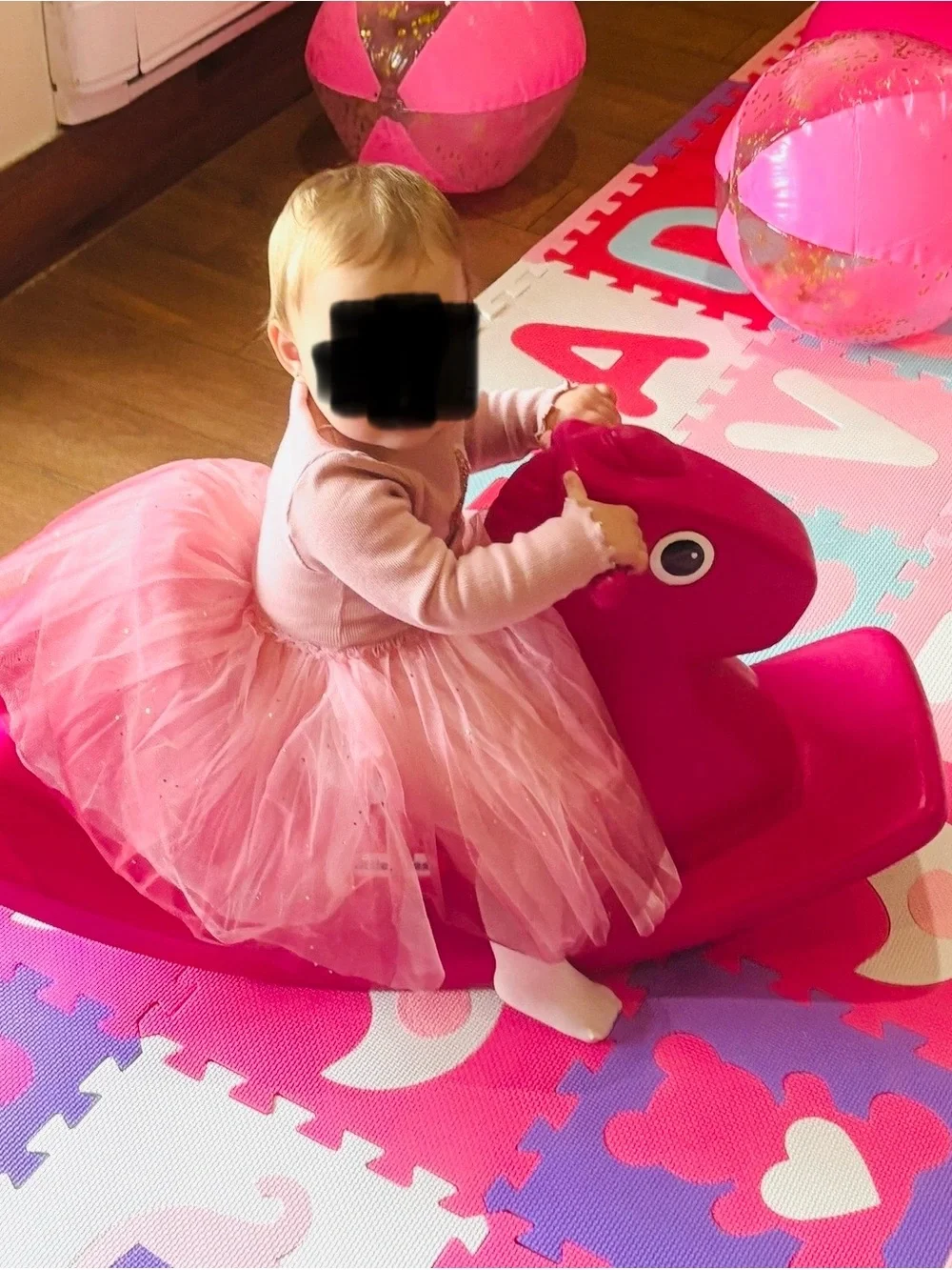 Girl's Pink Ombre Tulle Dress with Gold Star Accent